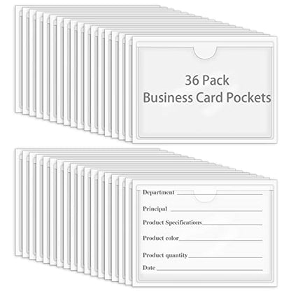 36 Pack Adhesive Index Card Pockets, Clear Top-Load Holders, 2.4 x 3.9 in - size: 2.4 x 3.9 Inches