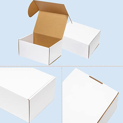 Wowxyz 10x7x5" 25 Pack Shipping Boxes - White Corrugated Cardboard Mailing Boxes for Small Business - Flat Empty Literature Mailer Packaging Supplies - size: 10x7x5"