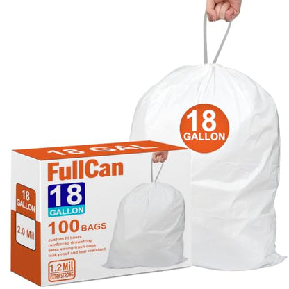 18 Gallon Drawstring Trash Bags, Heavy Duty Large Kitchen Garbage Bags, Leak Proof & Tear Resistant Tall Trash Can Liners Fit 13-18 Gallon Trash Can 100 Count - color: for Code Q 100