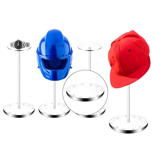 Acrylic Hat Display Stand 4 Pack- Thickened Base for Helmet, Wig, Cowboy Hat, Baseballcap, Closet Holder Rack Organizer( 11.8Inch Height) - style: 4-Pack