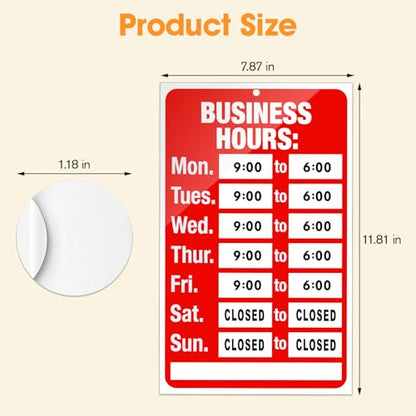 2 Piece Business Hours Sign, FlyCoco Open Hours Signs for Business Adjustable, Assured Signs Business Hours Sign for Glass Door Window Store Office Outdoor, Contains 2 Sign Boards 360 Usable Stickers