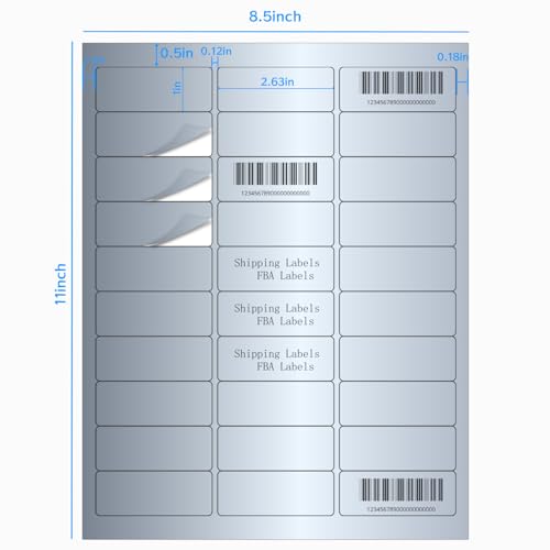 1" x 2-5/8" Address Labels- Matte Silver Mailing Labels Stickers for Laser/Inkjet Printer-Permanent Adhesive Stickers - color: Matte Silver, size: 1" x 2-5/8"