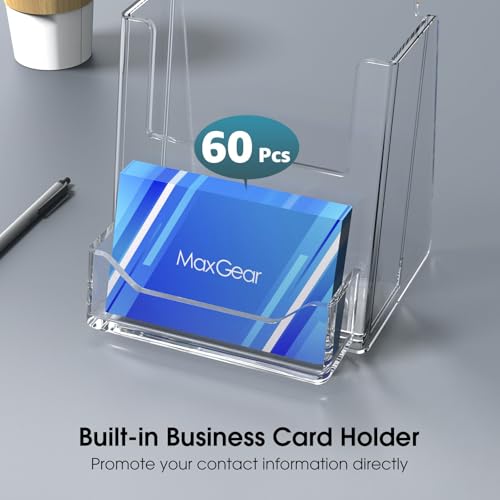 MaxGear Acrylic Brochure Holder Flyer Display Stand 4 x 9 Inch, 6 Pack - size: 4"x9"-Card Slot Version
