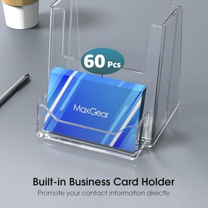 MaxGear Acrylic Brochure Holder Flyer Display Stand 4 x 9 Inch, 6 Pack - size: 4"x9"-Card Slot Version