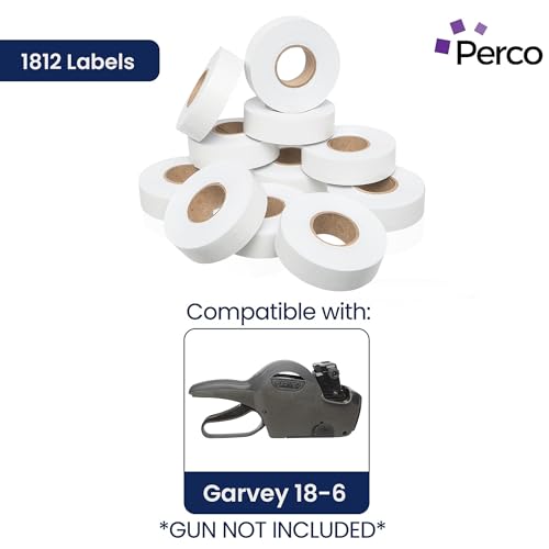 Perco White Price Marking Labels - 56,000 Blank Labels for Garvey 18-6 One Line Price Gun - 44 Rolls, 4 Sleeves - Made in USA - color: White, size: 4 Sleeves