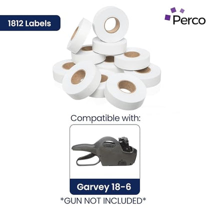 Perco White Price Marking Labels - 56,000 Blank Labels for Garvey 18-6 One Line Price Gun - 44 Rolls, 4 Sleeves - Made in USA - color: White, size: 4 Sleeves