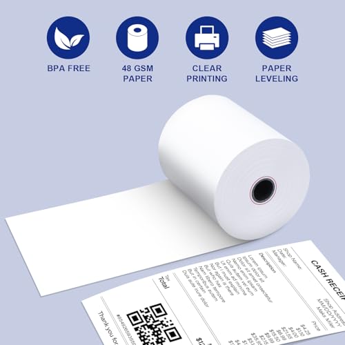 (50 Rolls)2 1/4 x 50 Thermal Paper Rolls 48GSM BPA FREE Receipt Rolls Thermal Teceipt Paper 2.25 x 50ft Thermal Printer Paper Compatible with Printers, POS Cash Register,Credit Card - size: 2 1/4 in x 50 ft 50 rolls