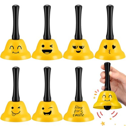 MorningRo 6 Pcs Call Bell Ring Service Hand Bell Smile Ringing for Desk Classroom Hotel Counter Reception Restaurant Food Line, Wedding Events(Yellow) - color: Yellow