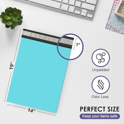 Teal Poly Mailers 14.5x19, Self Seal Shipping & Mailing Bags, 500 Pack Bulk - color: Teal, size: 14"x19" / 500 Pack