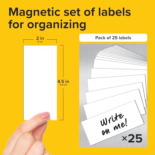 X-bet MAGNET Dry Erase Magnetic Labels, 2x4.5 (5x11cm), 25 pcs, White - color: White 2x4.5" 25 pcs