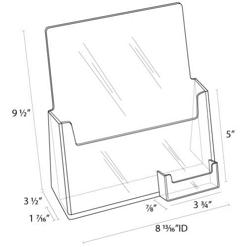 Dazzling Displays Clear Acrylic 8.5 x 11 Brochure Holder with Attached Business Card Holder - Elegant Countertop Flyer Holder for Professional Display