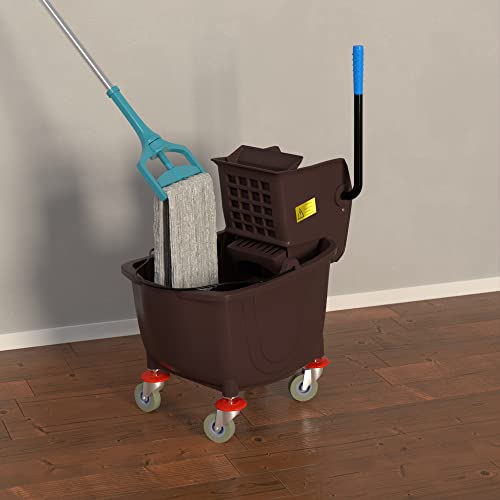 35 Qt. Brown Mop Bucket & Side Press Wringer Combo - color: Brown, size: 35 Qt.