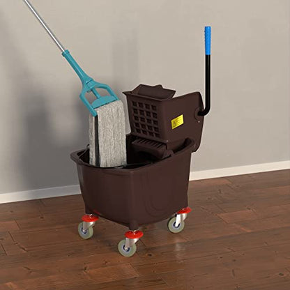 35 Qt. Brown Mop Bucket & Side Press Wringer Combo - color: Brown, size: 35 Qt.