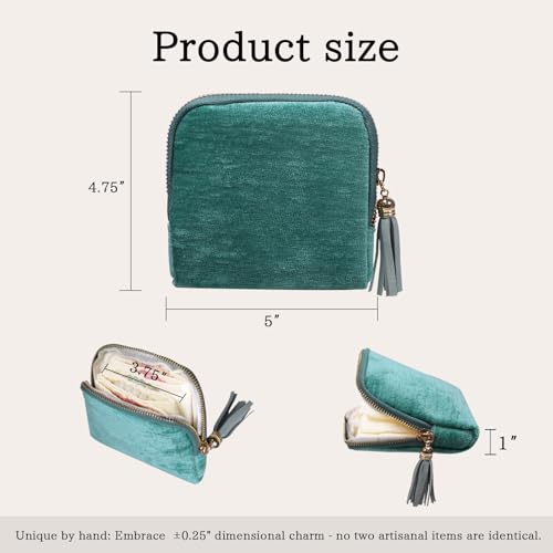 Stratalife Small Travel Jewelry Case, Velvet Storgae Pouch - color: Mint Blue