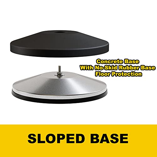 Montour Line M650 Set of 2 Retractable Belt Barrier Stanchion, Sloped Base, Polished Stainless Steel Post (14 ft Black and Yellow Diagonal Belt) - color: Black and yellow diagonal, size: Polished Stainless Steel