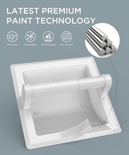 FORIOUS Recessed Toilet Paper Holder for Mega Rolls, White - color: White