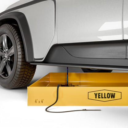Yellow Safety®: 4ft x 4ft x 6in Yellow - Secondary Containment Berm, Spill Containment Tray, Thick PVC; Oil Spill, Lab Spill and Mining Spill, Concrete Spill