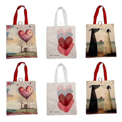 Earthwise Reusable Grocery Bags – Valentine’s Day Gift Totes, Foldable & Water‑Resistant Shopping Bags, Durable Multi‑Use Eco Bags (6 Pack)