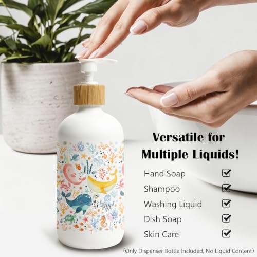 Beach Ocean Animal Glass Soap Dispenser with Pump - color: Ocean Animal