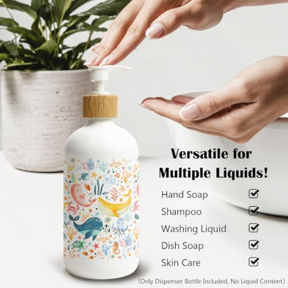 Beach Ocean Animal Glass Soap Dispenser with Pump - color: Ocean Animal