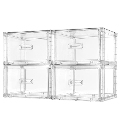Vtopmart 4 Pack Clear Stackable Closet Storage Drawers 15QT, Medium - size: Medium