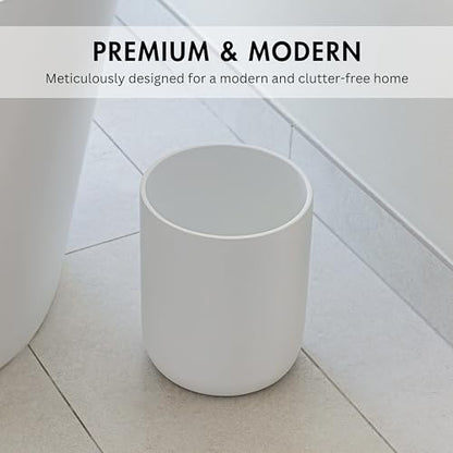 YEW DESIGN Matte White Round 2 Gallon Trash Can for Home and Bathroom - color: White Round