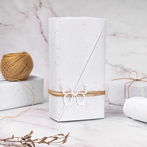 WRAPAHOLIC White Wrapping Paper Roll - Mini Roll - 17 Inch x 16.5 Feet - White Gold Design with Silky Touch Perfect for Birthday, Wedding, Baby Shower, Holiday - color: White, size: 17 inch x 16.5 feet