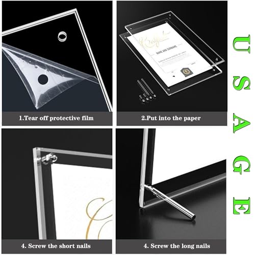 QR Code Signs,7.5 x 9.5 Inch Acrylic Menu Sign Holder with Metal Stand Office Table Clear Display Sign Stand Ad Photo Frame Holder Double-sided Menu Dispaly for Store,Office,Restaurant,Hotel,Home - size: 7x9 Inch,1 Pack