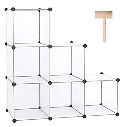 C&AHOME 6-Cube Storage Organizer Cube Shelf Closet Storage Bookcase, White - color: Translucent White