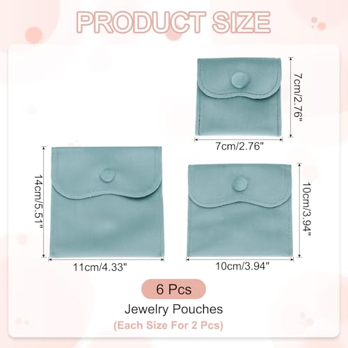 PATIKIL Velvet Jewelry Pouches, 6 Pcs Jewelry Packaging Gift Bags with Snap Button for Bracelet Rings Watch Necklace, (3"x3"/4"x4"/4"x5") Blue - color: Blue, size: (3"x3"/4"x4"/4"x5")