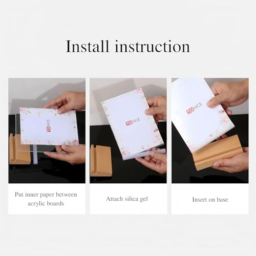 TONICE® 3 Pack 5x7 Acrylic Sign Holder Slant Back Design L Shape Clear Acrylic Frames Wood Base, Table Menu Display Stand Flyer Display for Desk Display (Optional 8.5x11/5x7 Inch L/T Shape) - color: 5x7 L