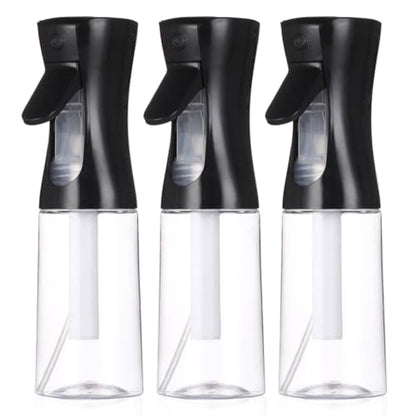 3 Pack Black Continuous Spray Bottle Atomizing Mister for Hair,Plants,Cleaning,Travel Fine Mist Water Spray Bottles for Styling,Refillable Empty Spray Bottles Black&Transparent (200ml) - color: B