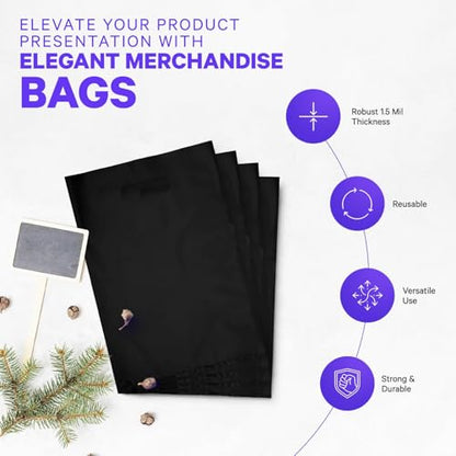 Infinite Pack Plastic Merchandise Bags, Black, 12x15 Inches, 100 Pack - color: Black, size: 12" X 15", PACK OF 100