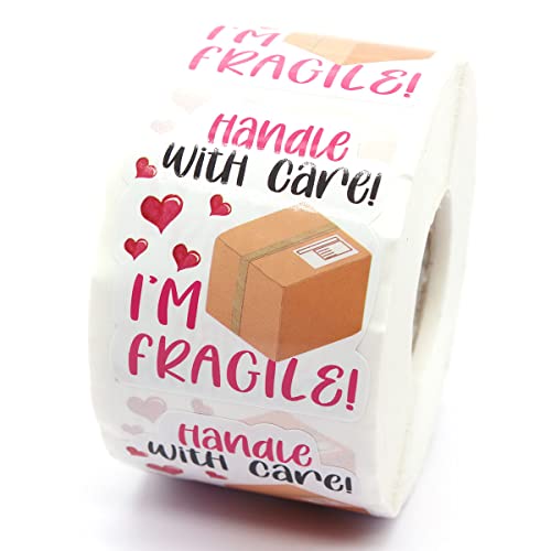 Funny Fragile Stickers,Handle with Care Stickers for Small Business Package Packing 500 Labels Per Roll - color: Handle With Care Sticker