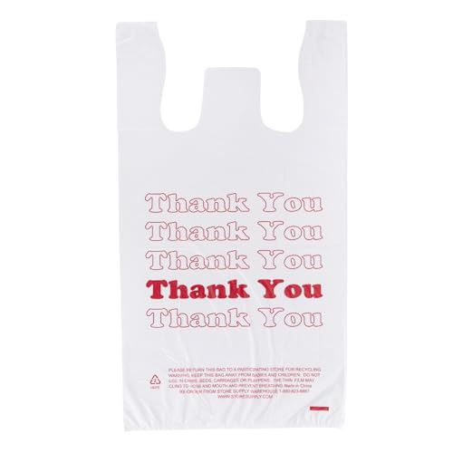 SSWBasics White Thank You Bags Case of 1000-11 ½" x 6" x 21" - size: 1000 Count (11.5" x 6" x 21")