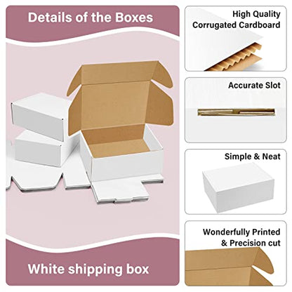 BoShahai 30 Pack 9x6x4 Inches White Corrugated Cardboard Shipping Boxes - size: White 9*6*4 Inch