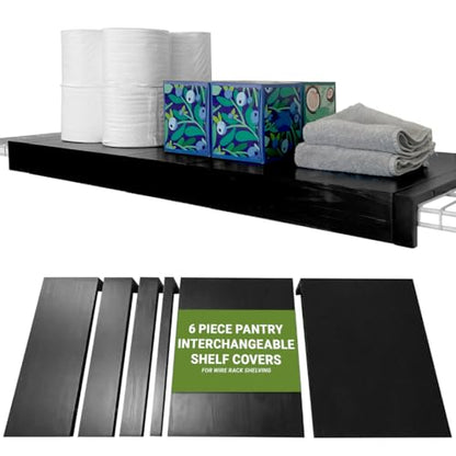 Wooden Shelf Covers for 16-Inch Deep Wire Racks, 1, Black, 36"W x 16"D - color: Black