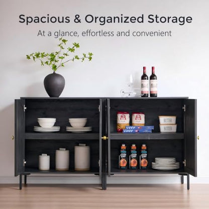 IFGET 34" Tall Modern Arch Sideboard Buffet Cabinet with Storage, Dark Grey - color: Dark Grey, size: 1 Piece