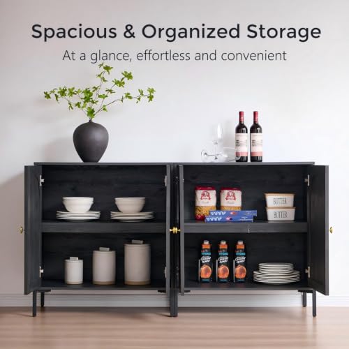 IFGET 92.63" W Modern Arch Sideboard Buffet Cabinet with Storage, Dark Grey - color: Dark Grey, size: 3 Pieces