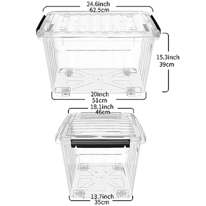 Cetomo 85Qt Plastic Storage Bin with Wheels, Stackable Storage Box with Lid, Organizer, Container for Home, Office, Drom, PP, BPA-Free, Nestable, Clear, 85Quart-4 Pack - size: 85Qt*4