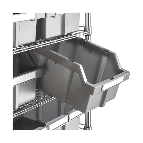 8-Tier NSF 24-Bin Steel Wire Shelving Rack, 36"W x 14.25"D x 63.5"H, Gray - color: Gray, size: 8-Tier Includes 24 Bins