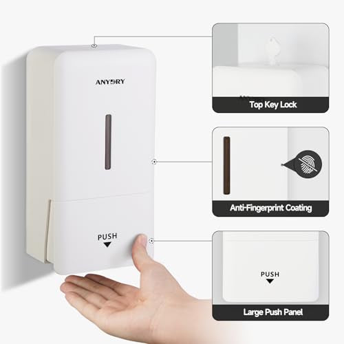anydry Liquid Hand Soap Dispenser Wall Mounted 27oz Large Capacity White - color: Warm White