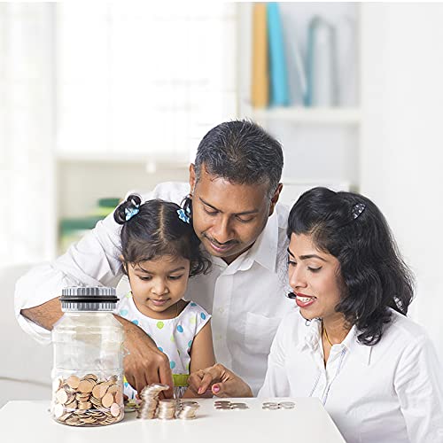 Large Piggy Bank for Adults Kids, Digital Coin Counting Bank LCD Counter - color: Gray