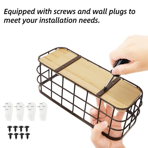 Dicunoy Set of 2 Small Wire Baskets, Narrow Rustic Storage Bin for Bathroom Counter, Farmhouse RectangleOrganizer Tray for Kitchen Countertop, Pantry, RV, School Classrooms, Office Decorative