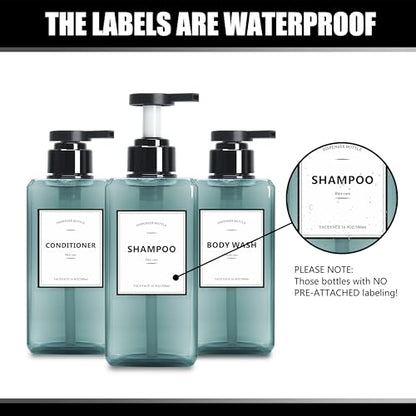 Soap Dispenser Bottles Large Capacity, YACEYACE 25oz Set of 3 Clear Blue - color: Clear Grey Blue, size: 3"L x 3"W x 9.3"H