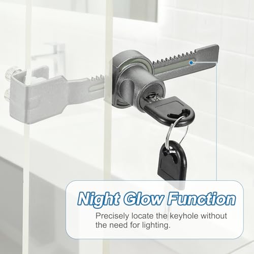 1" Luminous Sliding Glass Door Ratchet Lock Fit 0.39-0.79" Black - color: Black, size: 1 Inch