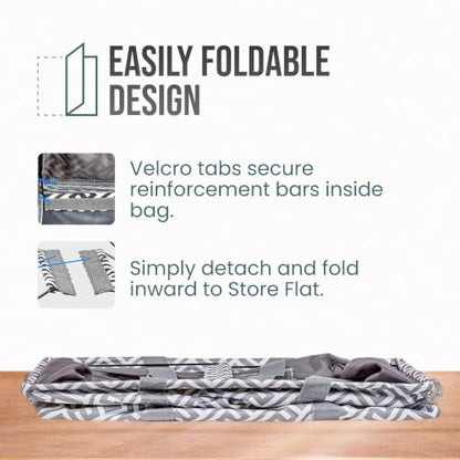 Extra Large Utility Tote Bag - Oversized Collapsible Beach Bag - Geo Gray - color: Geo Grey