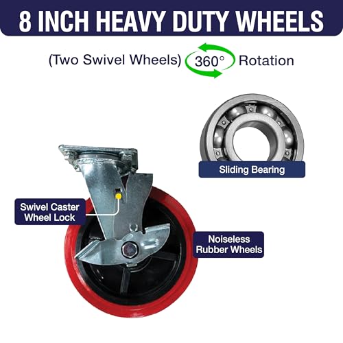 5Seconds Flatbed Platform Cart 3300LB Industrial Dolly Heavy Duty 60” x 30” Hand Push Truck Super Heavy Duty Flatbed 8'' Locked Swivel Wheels Commercial Moving - color: Plain Cart-grey, size: 60 x 30 Inch