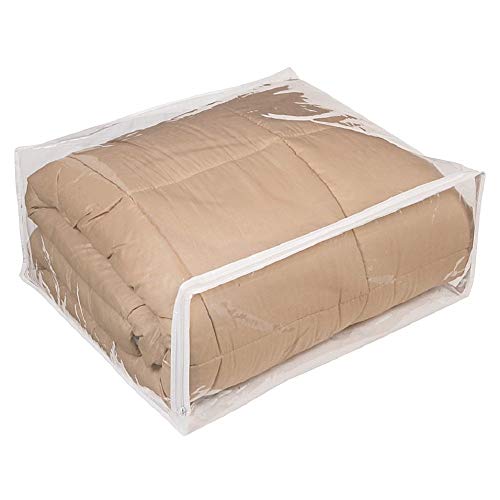 Set of 5 Clear Vinyl Zippered Storage Bags 22 x 18 x 7.5 Inch With Handle (Pack of 2) - size: 22 x 18 x 7.5 (Pack of 2)