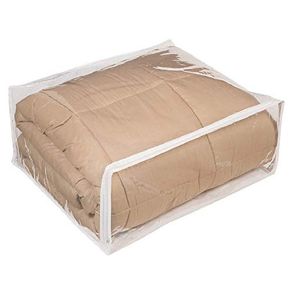 Set of 5 Clear Vinyl Zippered Storage Bags 22 x 18 x 7.5 Inch With Handle (Pack of 2) - size: 22 x 18 x 7.5 (Pack of 2)